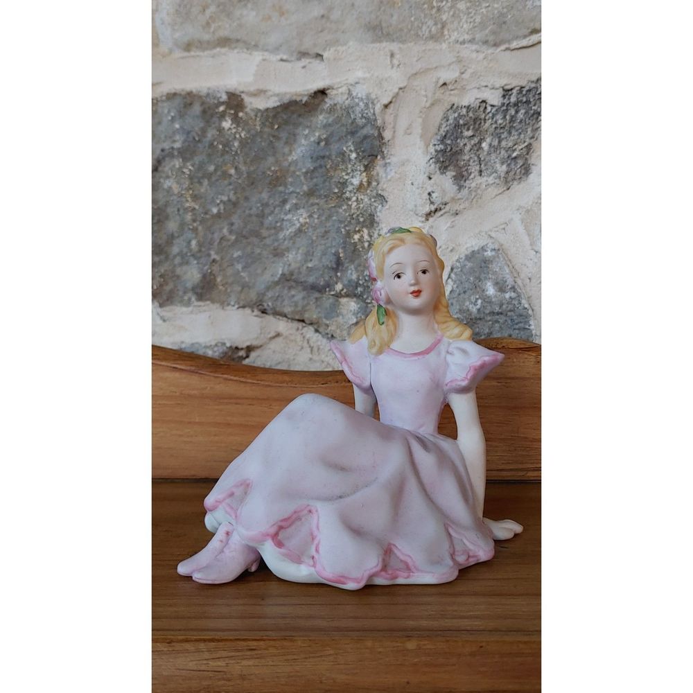 Porcelain Girl in Pink Dress Sculpture